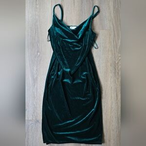 Womens Elegant Velvet Green Dress